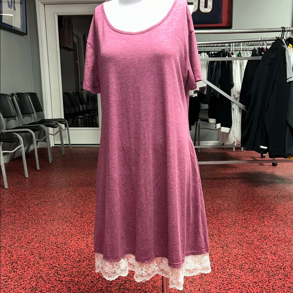 Pink Dress with Lace Hem